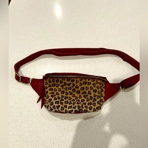 Cheetah Print & Red Pebbled Leather Chest / Fanny Pack